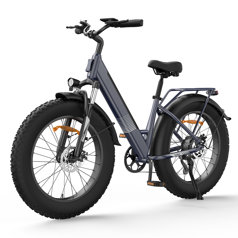 M60 fat tire trekking e-bike in zwart met blauw